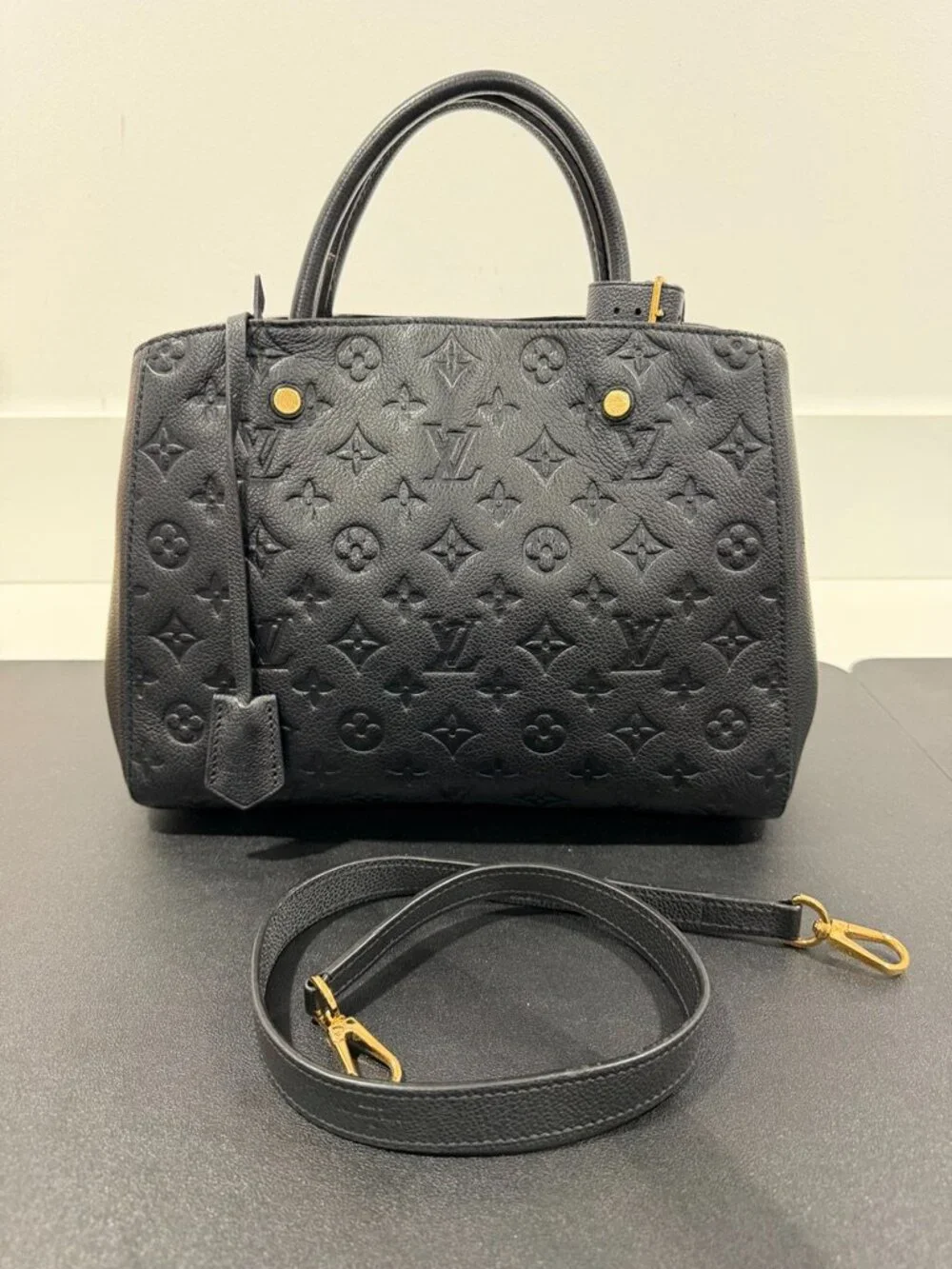 Louis Vuitton Montaigne MM Handbag Black Empreinte (JB1486)